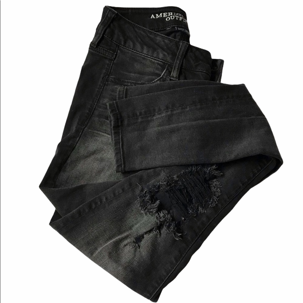 AEO Distressed Black Jeggings